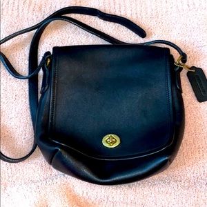 Vintage Black Leather Coach Bag